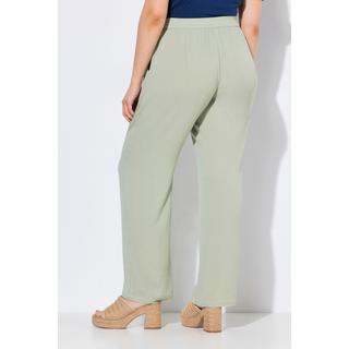 Ulla Popken Pantalon Rose jambe large taille élastique crêpe de viscose  