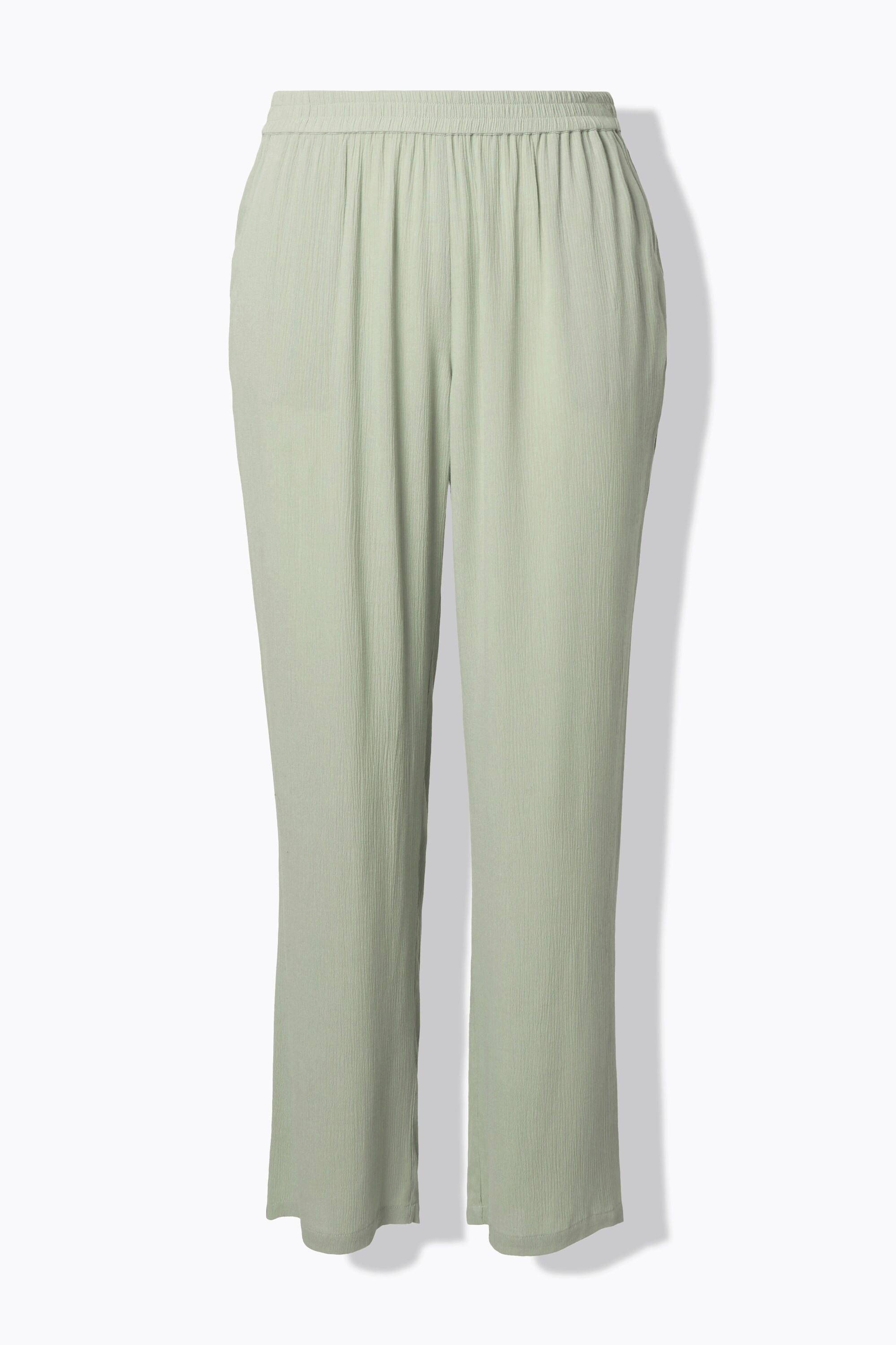 Ulla Popken Pantalon Rose jambe large taille élastique crêpe de viscose  