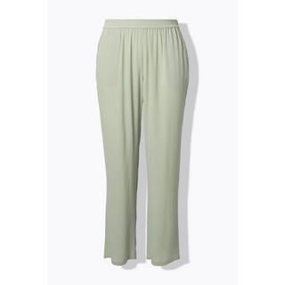 Ulla Popken Pantalon Rose jambe large taille élastique crêpe de viscose  