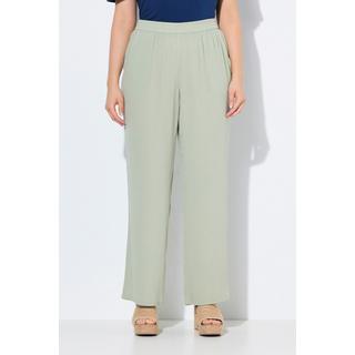 Ulla Popken Pantalon Rose jambe large taille élastique crêpe de viscose  