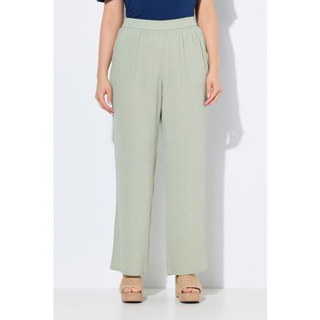 Ulla Popken Pantalon Rose jambe large taille élastique crêpe de viscose  