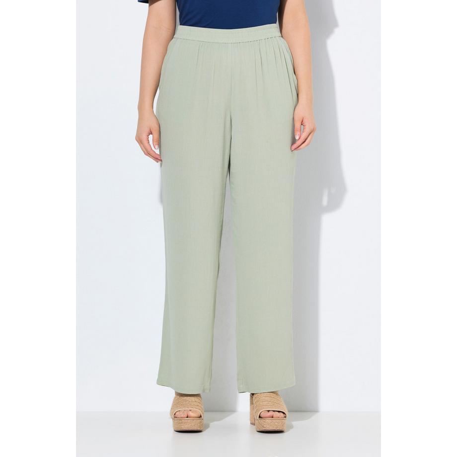 Ulla Popken Pantaloni Rose gamba ampia vita elastica crêpe di viscosa  