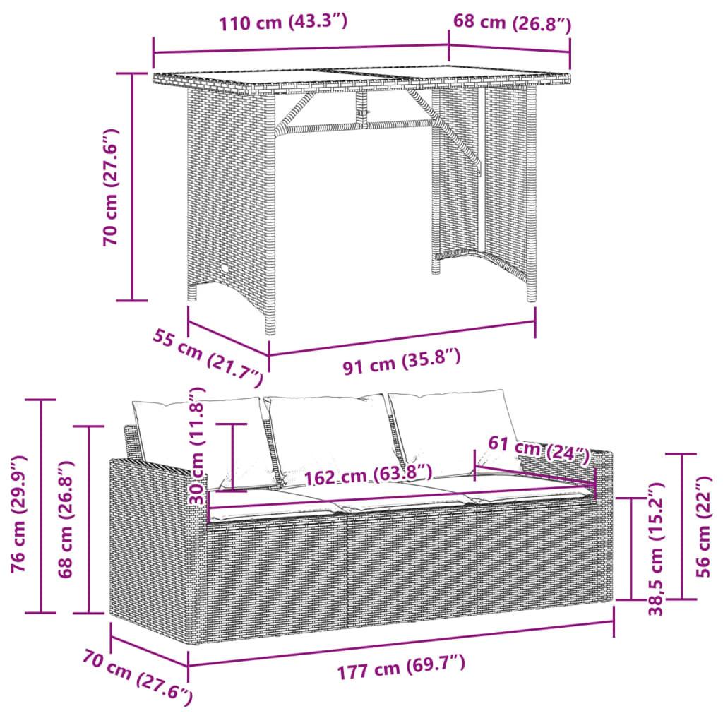 VidaXL set da pranzo da giardino Polirattan  