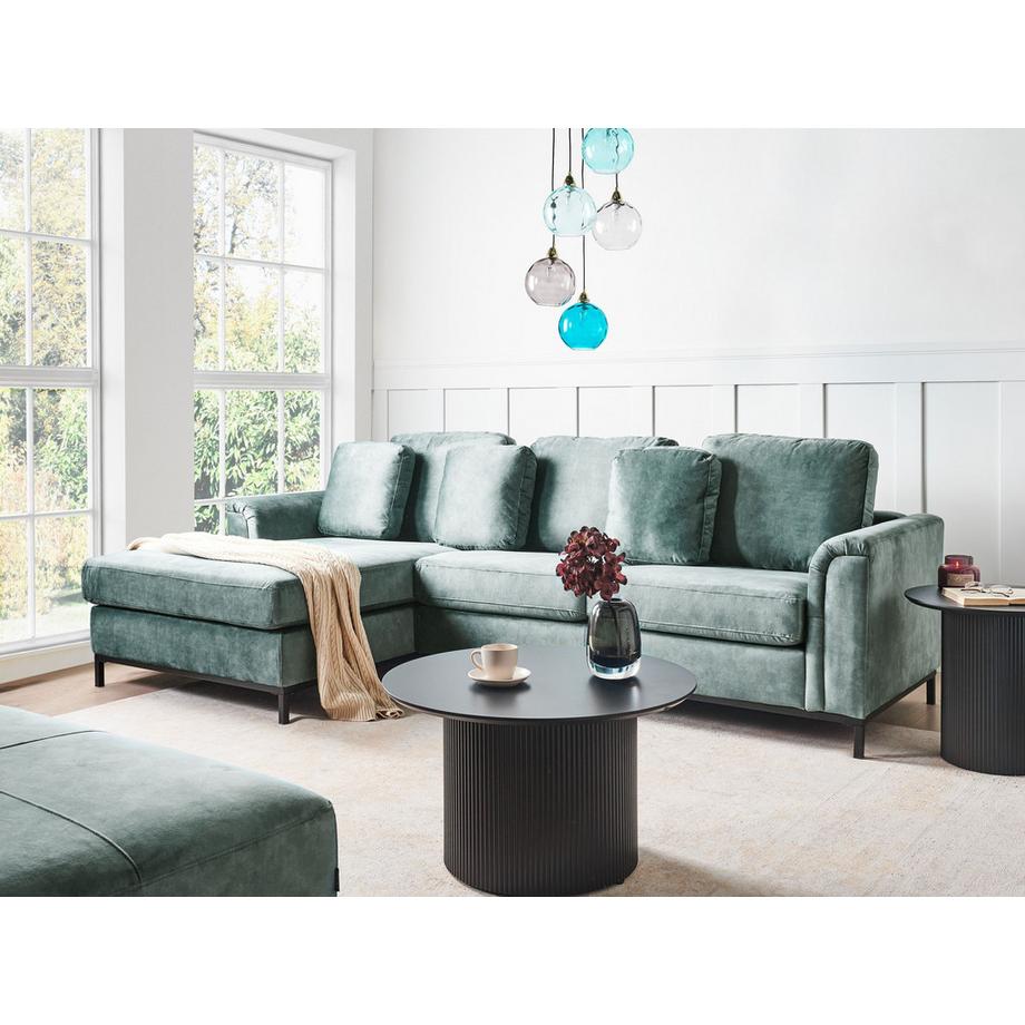 Beliani Divano angolare versione destra en Velluto Classico OSLO  