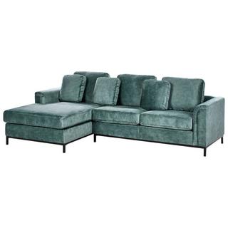 Beliani Rechtsseitiges Ecksofa aus Samtstoff Klassisch OSLO  