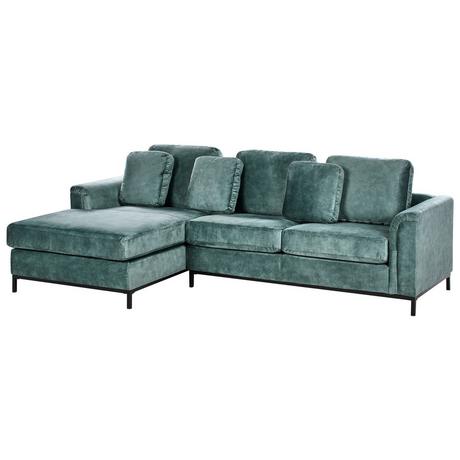 Beliani Rechtsseitiges Ecksofa aus Samtstoff Klassisch OSLO  