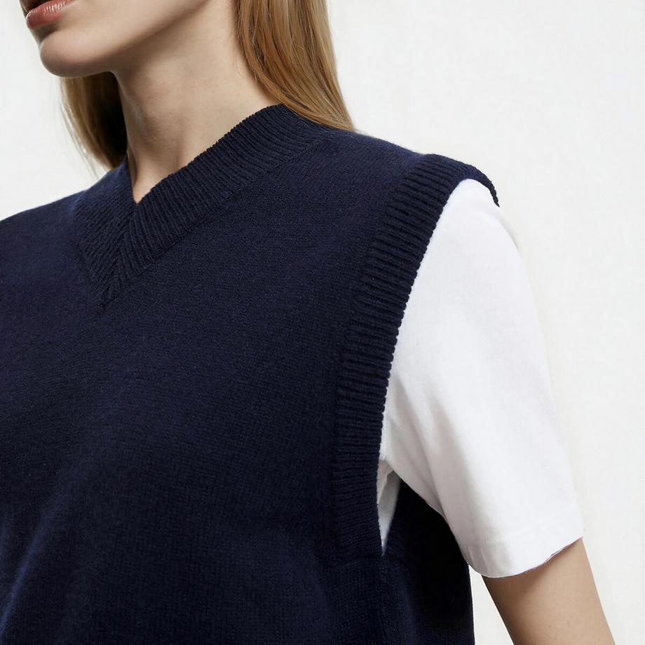 La Redoute Collections Ärmelloser V-Ausschnitt Pullover  