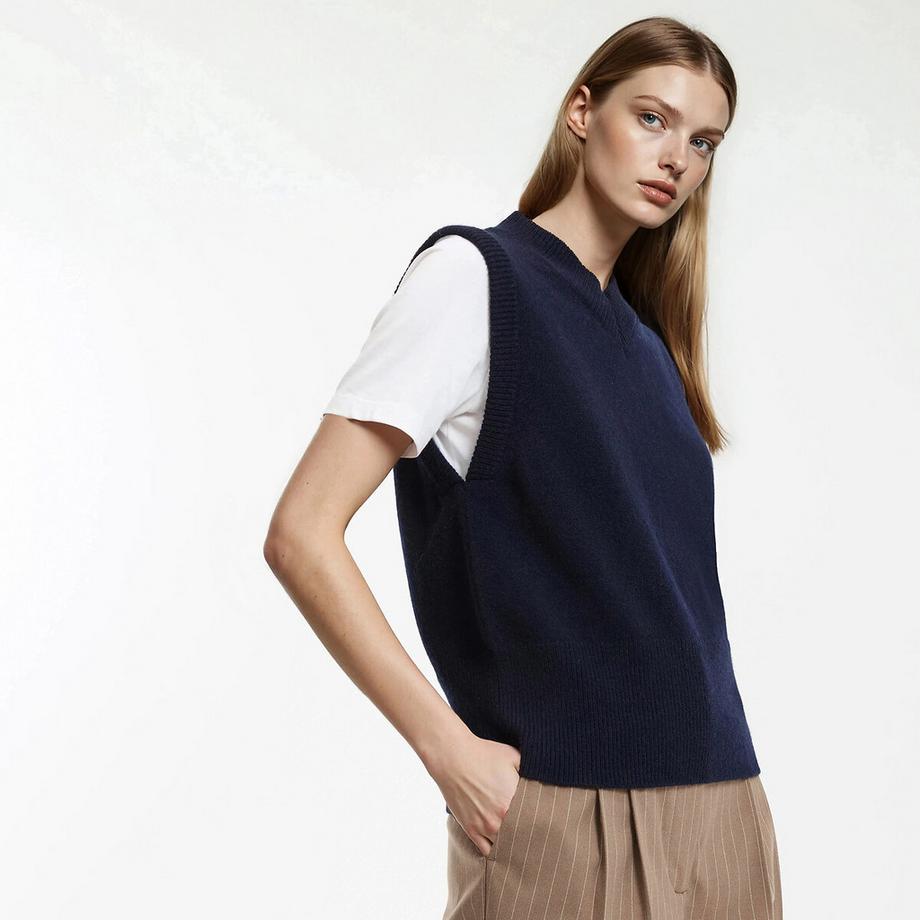 La Redoute Collections Ärmelloser V-Ausschnitt Pullover  