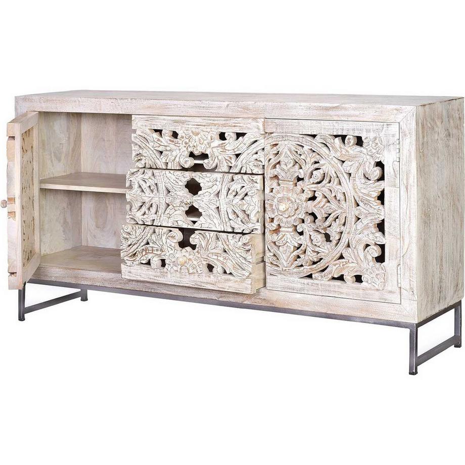 mutoni Sideboard Mykonos mangue vintage blanc 150  