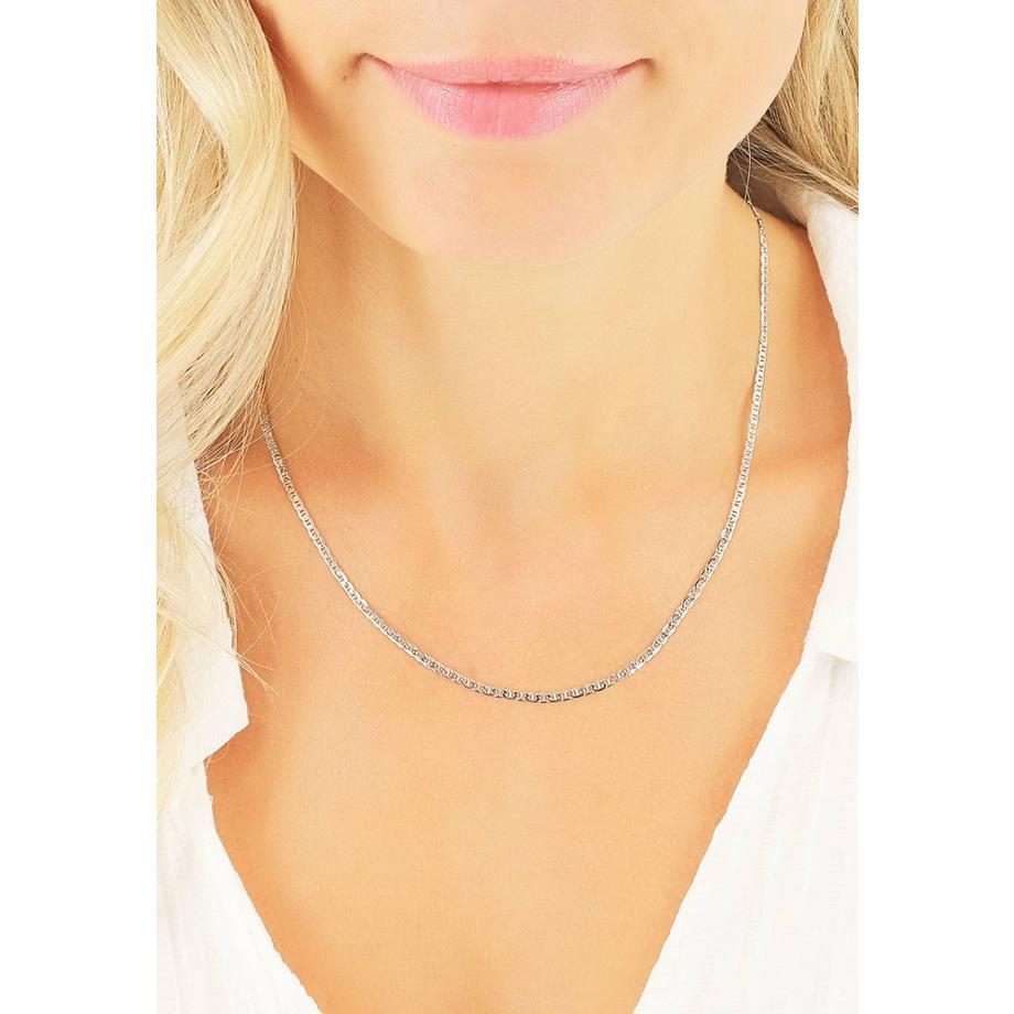 MUAU Schmuck  Collier Stäblipanzer Weissgold 750, 2.4mm, 42cm 