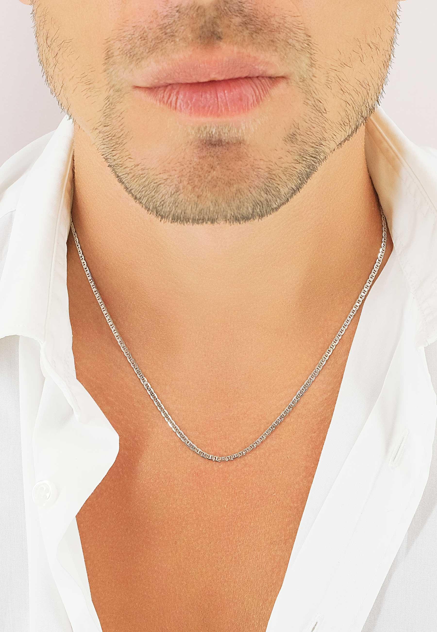 MUAU Schmuck  Collier Stäblipanzer Weissgold 750, 2.4mm, 42cm 