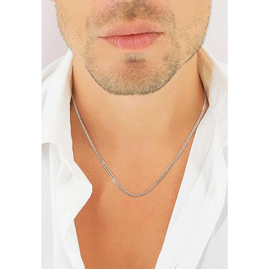 MUAU Schmuck  Collier Stäblipanzer Weissgold 750, 2.4mm, 42cm 