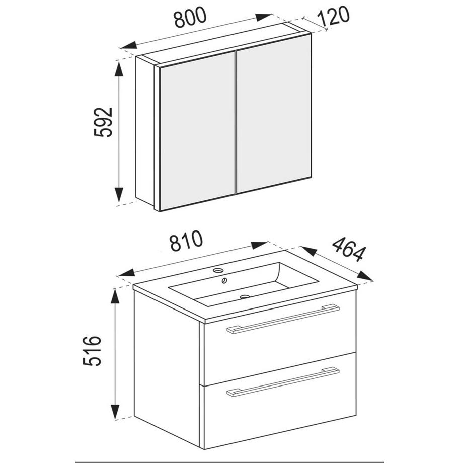 VCM 3-tlg.  Badmöbel Set  