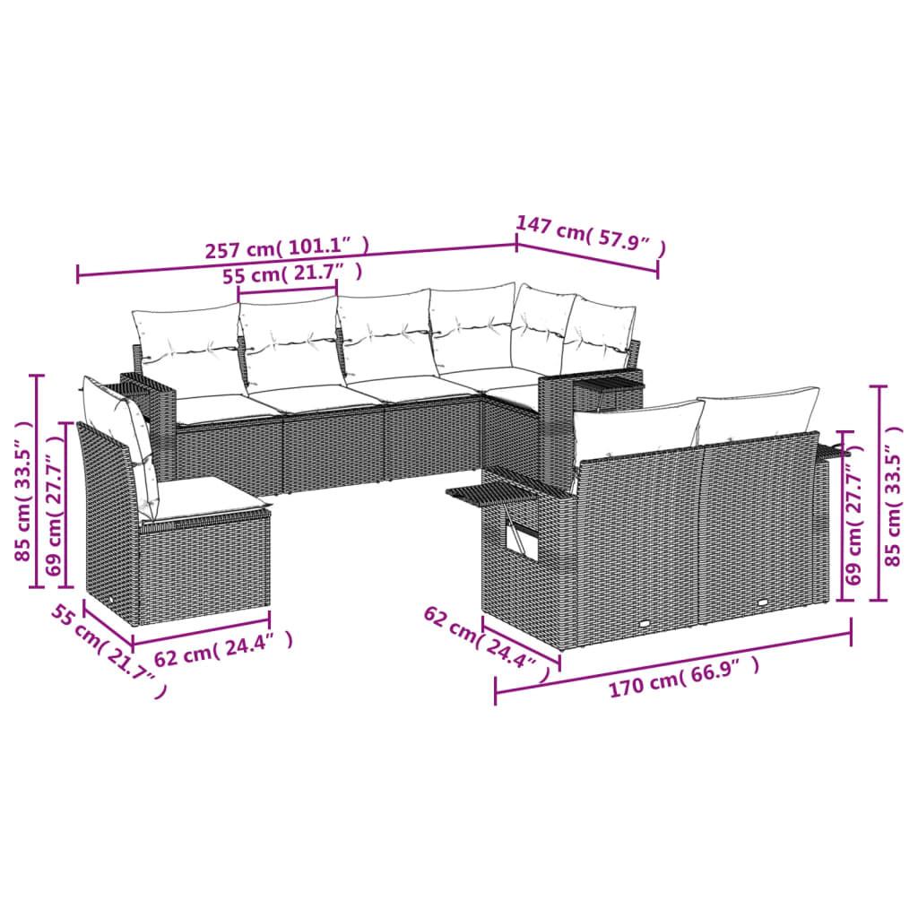 VidaXL Ensemble de canapés de jardin rotin synthétique  