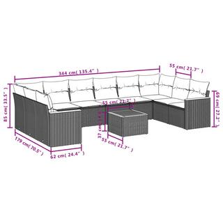 VidaXL set divano da giardino Polirattan  