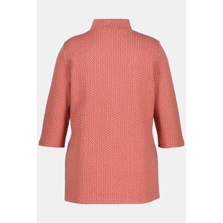 Ulla Popken  Sweat-shirt, jacquard, col montant, manches 3/4, coton bio 