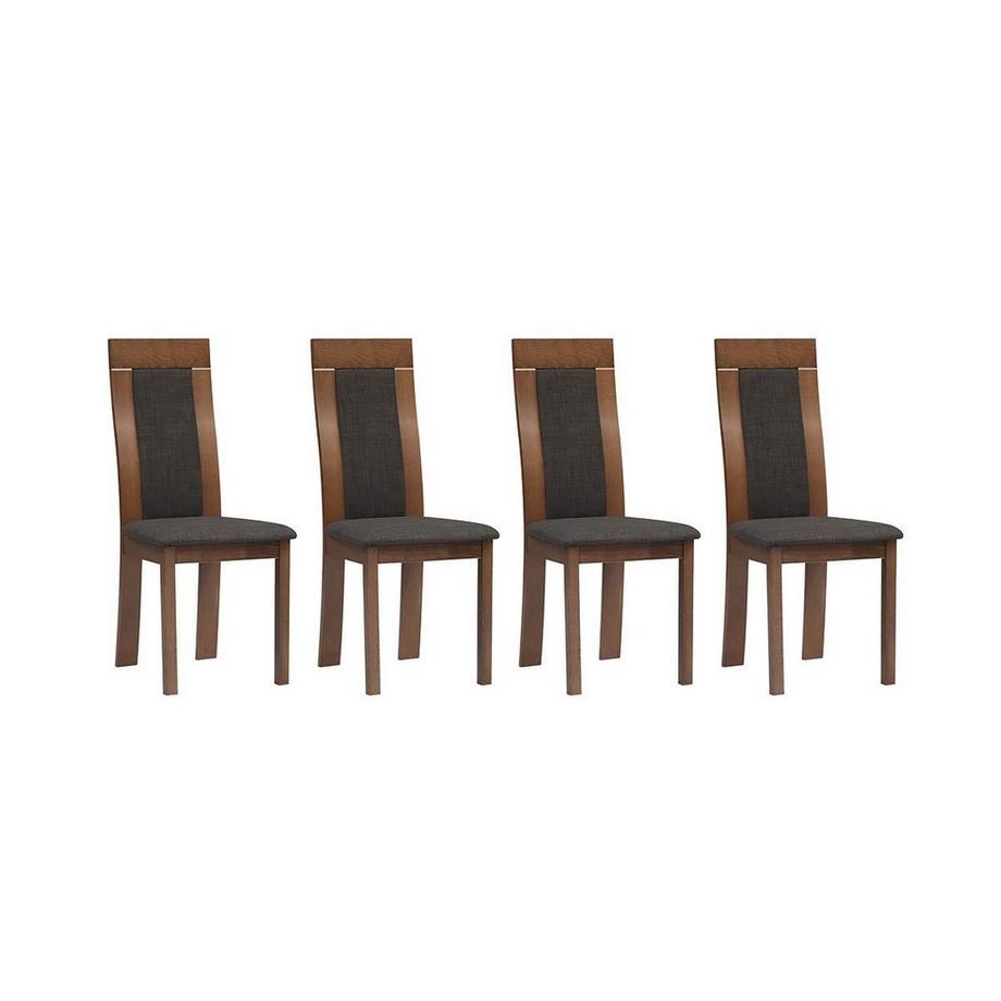 Vente-unique  Ensemble table + 4 chaises BELINDA Hêtre Noyer 