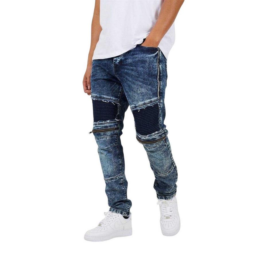 Jeans Motociclista Lavato Aderente