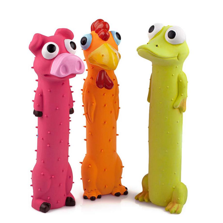 Packung mit 3 Quietschhundespielzeugen, langes Tierwelpen quietschendes interaktives Spiel