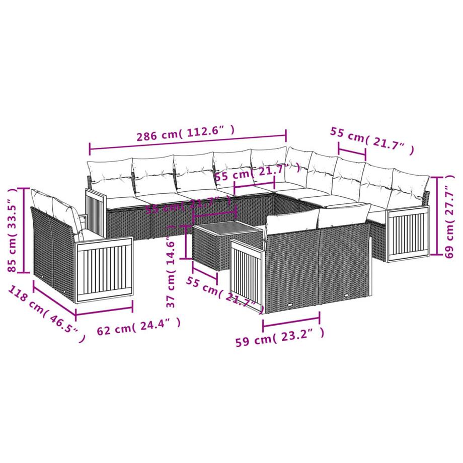 VidaXL set divano da giardino Polirattan  