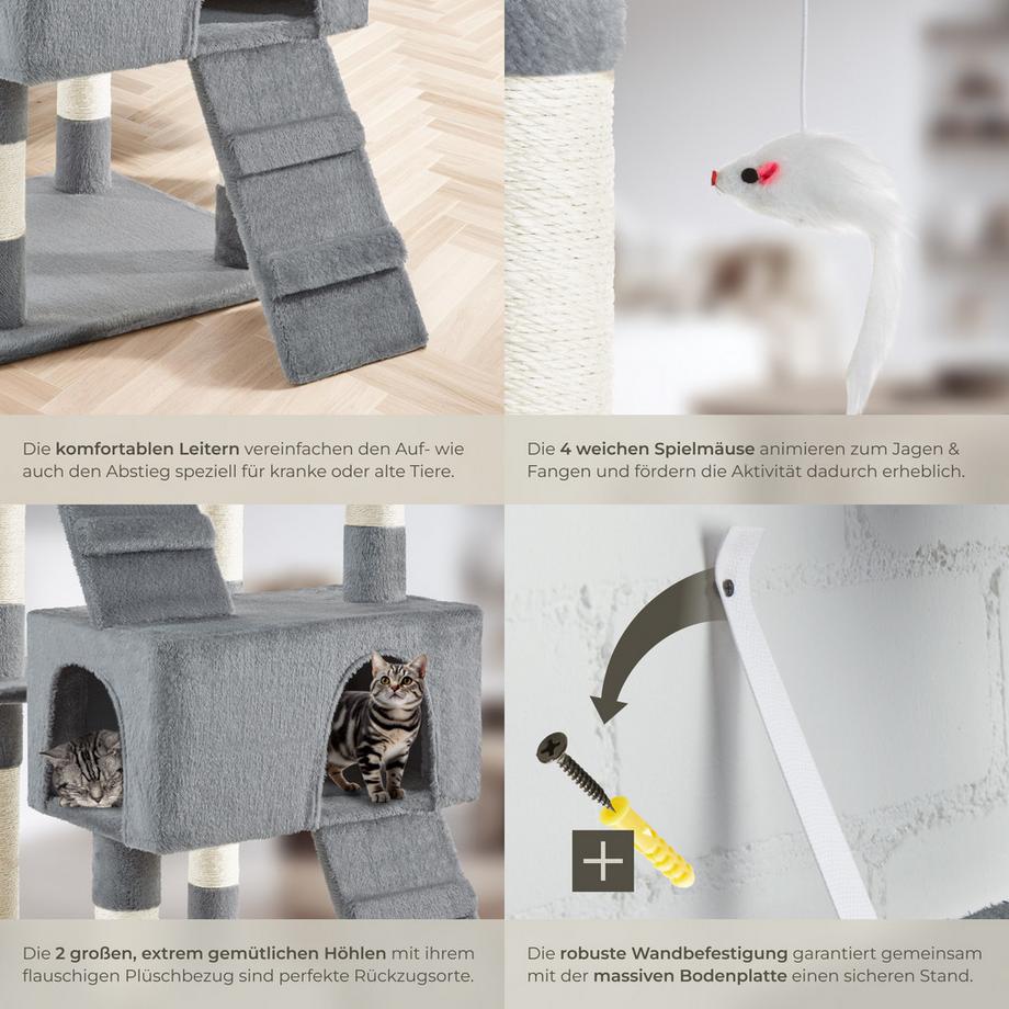 Tectake  Albero tiragraffi  Barney 170 cm 