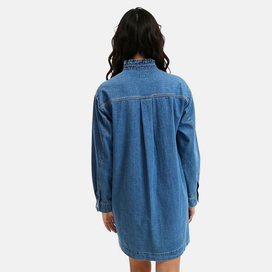 La Redoute Collections Robe droite en jean manches longues  