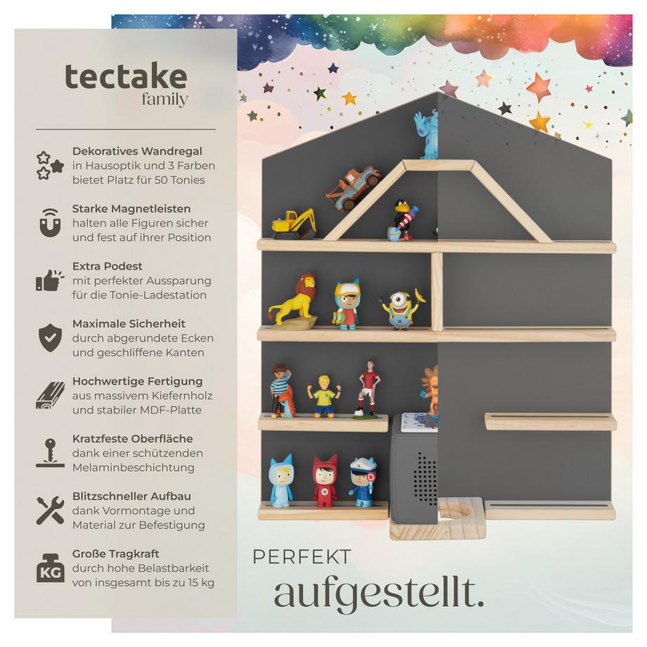 Tectake Scaffale da parete Mylittle Story per fino a 50 Tonies  