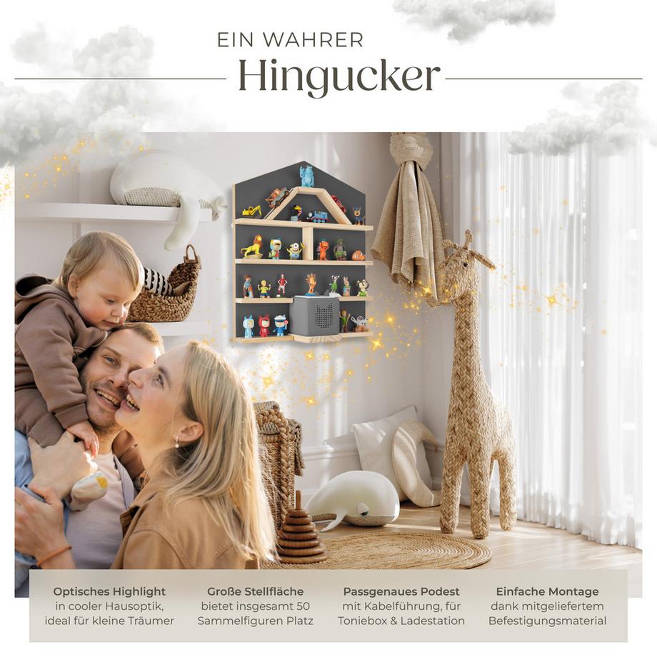 Tectake Scaffale da parete Mylittle Story per fino a 50 Tonies  