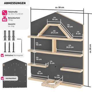 Tectake Étagère murale Mylittle Story pour jusqu'à 50 Tonies  