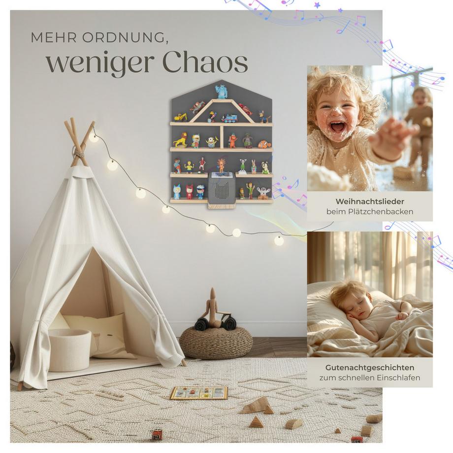 Tectake Étagère murale Mylittle Story  pour jusqu'à 50 tonies  