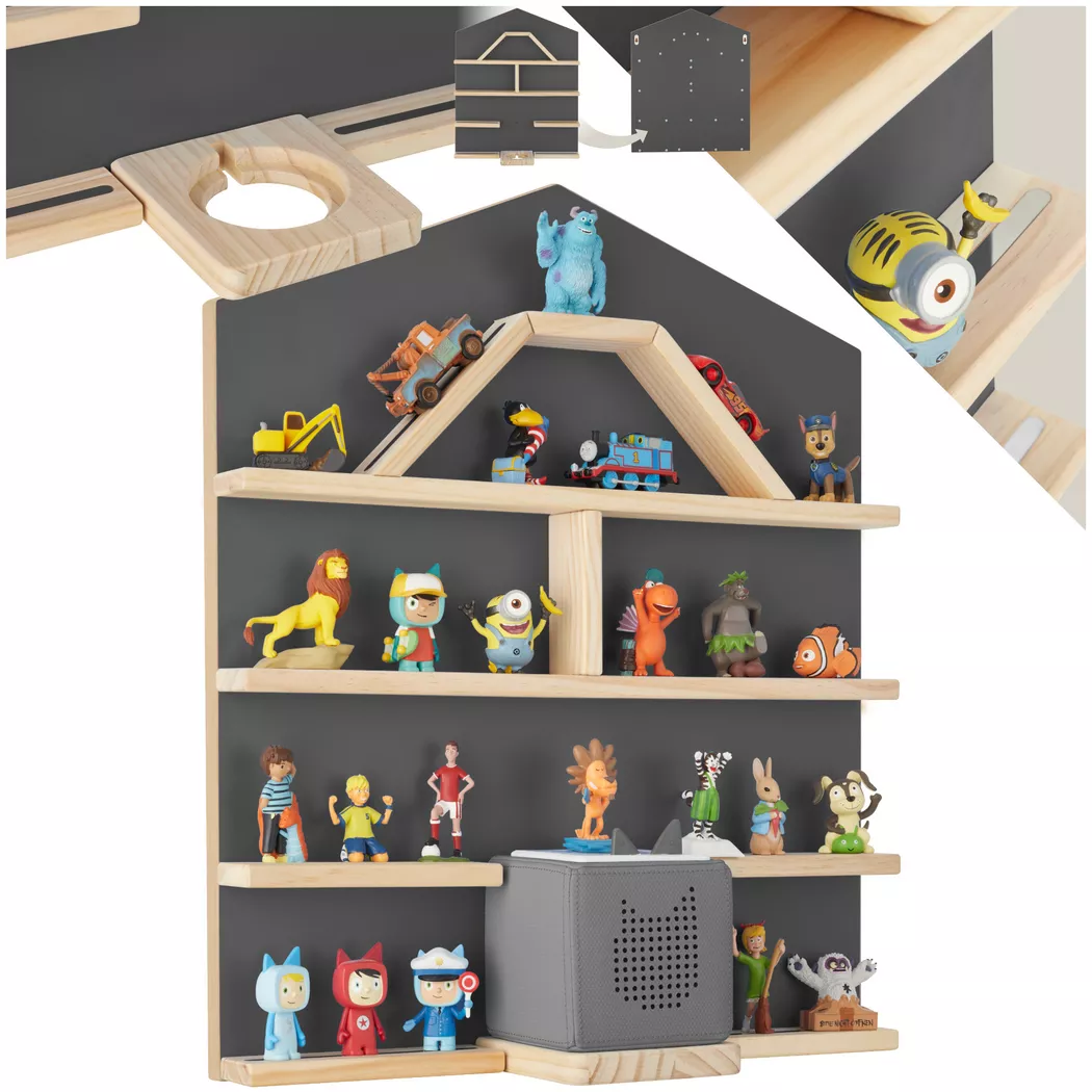 tectake Mylittlestory House Wall Shelf For Up To 50 Tonies in Dark Grey