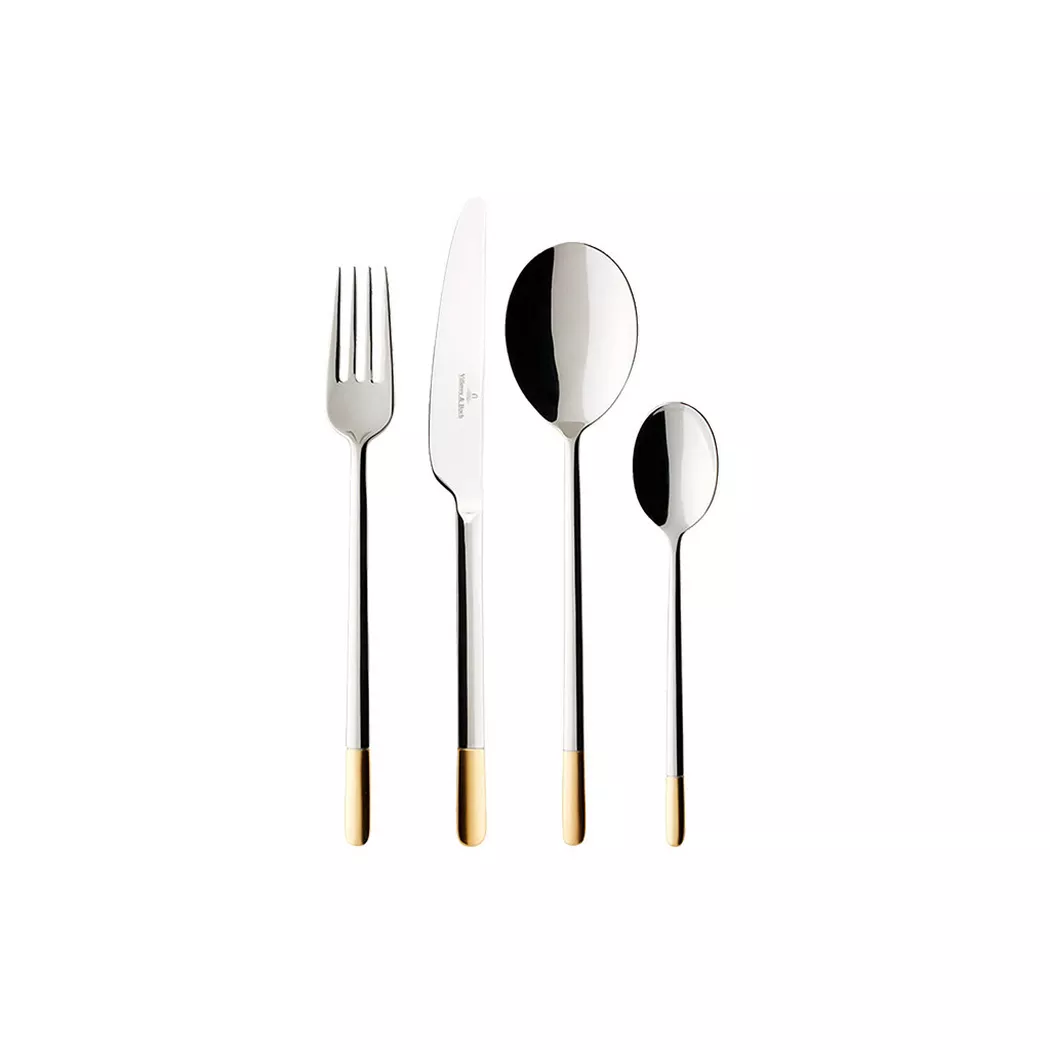 Villeroy & Boch - Servizio tavola 24 pezzi Ella parzialmente dorato, One Size, Argento