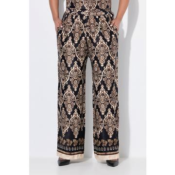 Pantalon en satin à taille élastique, jambe droite et large