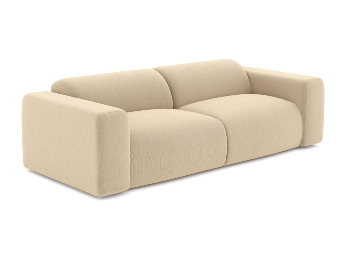 Vente-unique Divano 3 posti e pouf in Tessuto testurizzato Beige - POGNI della Maison Céphy  