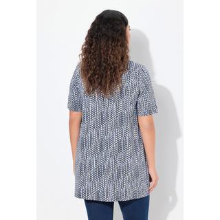 Ulla Popken  T-shirt long, motifs petits points, décolleté carré et manches courtes, coupe évasée 