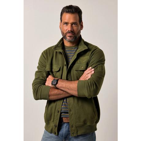 JP1880 Sweatjacke Stehkragen Badges Vintage Look  