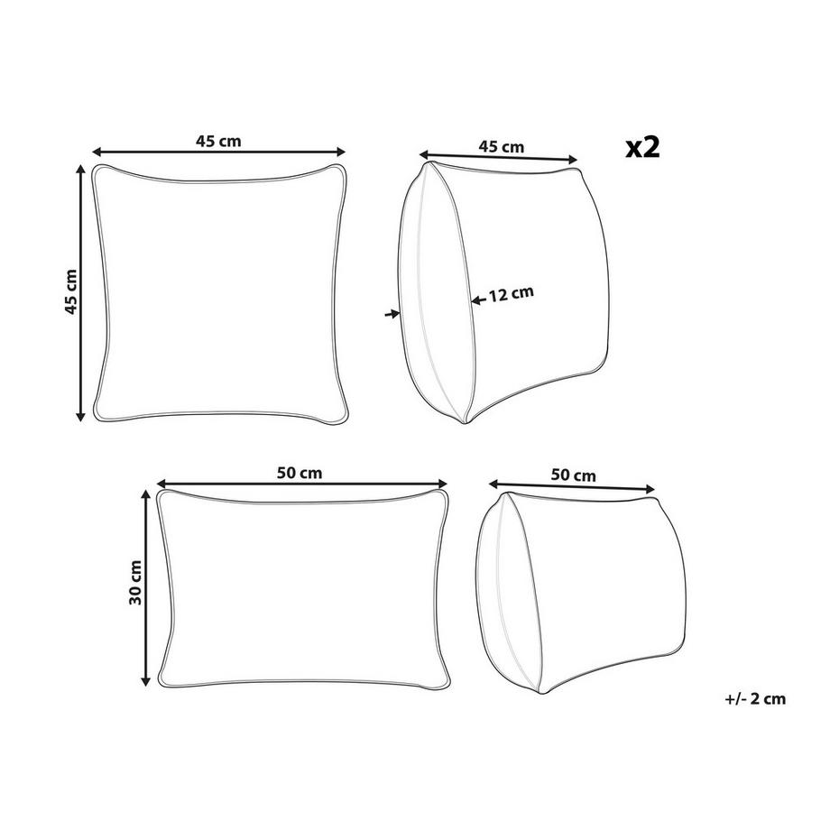 Beliani Lot de 3 coussins d'extérieur en Polyester  VIVID  