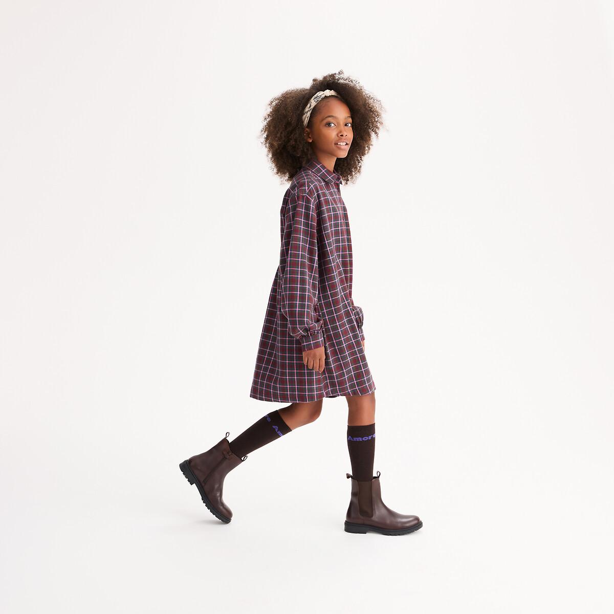 La Redoute Collections  Gerade geschnittenes Kleid mit langen Ärmeln und Karomuster 