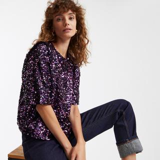 La Redoute Collections  Blouse à sequins col rond 