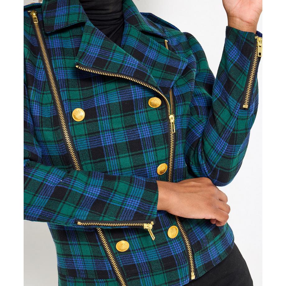 Joe Browns Veste Biker à Carreaux Style Vintage  