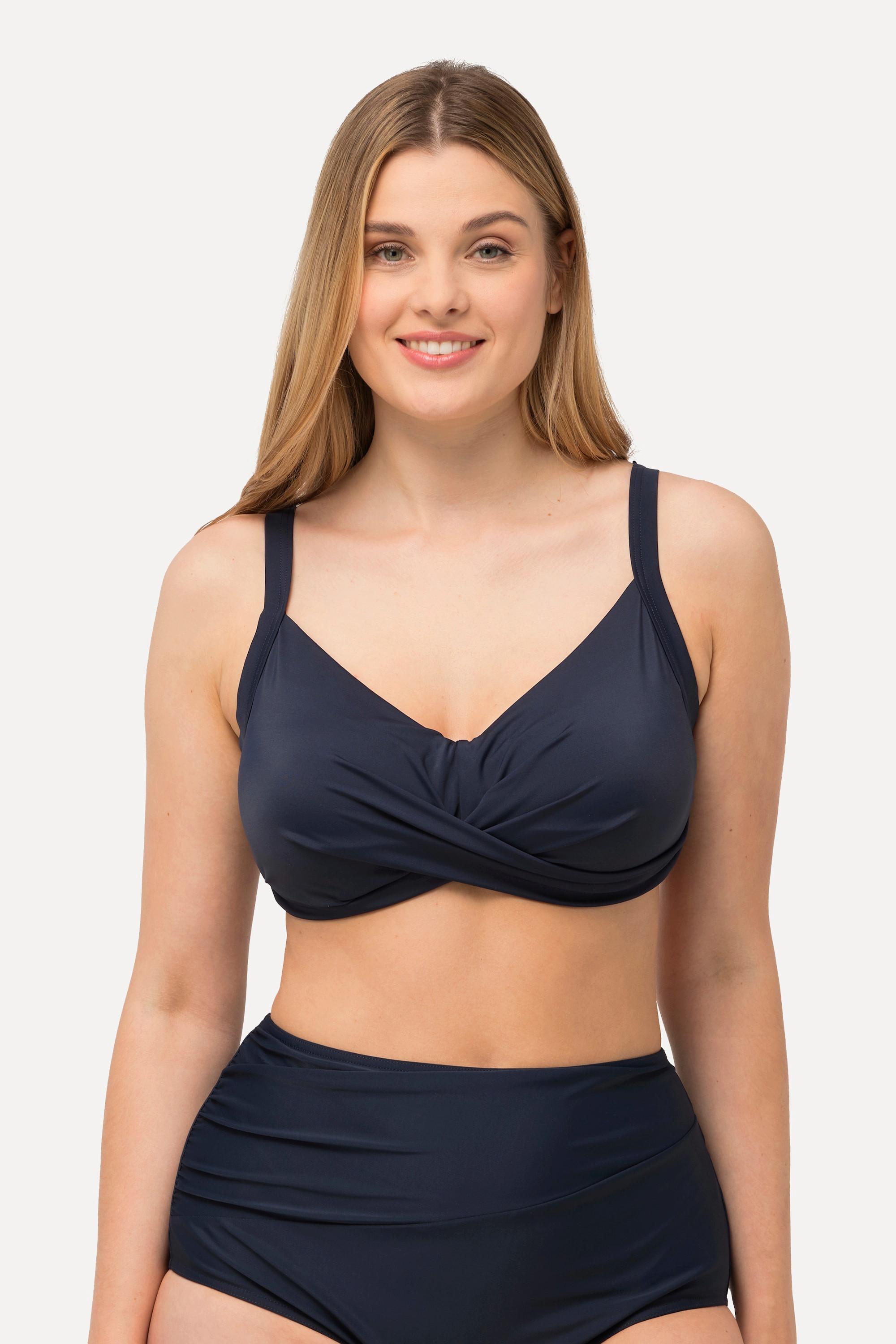 Ulla Popken  Top del bikini con drappeggio, coppe morbide e spalline regolabili 