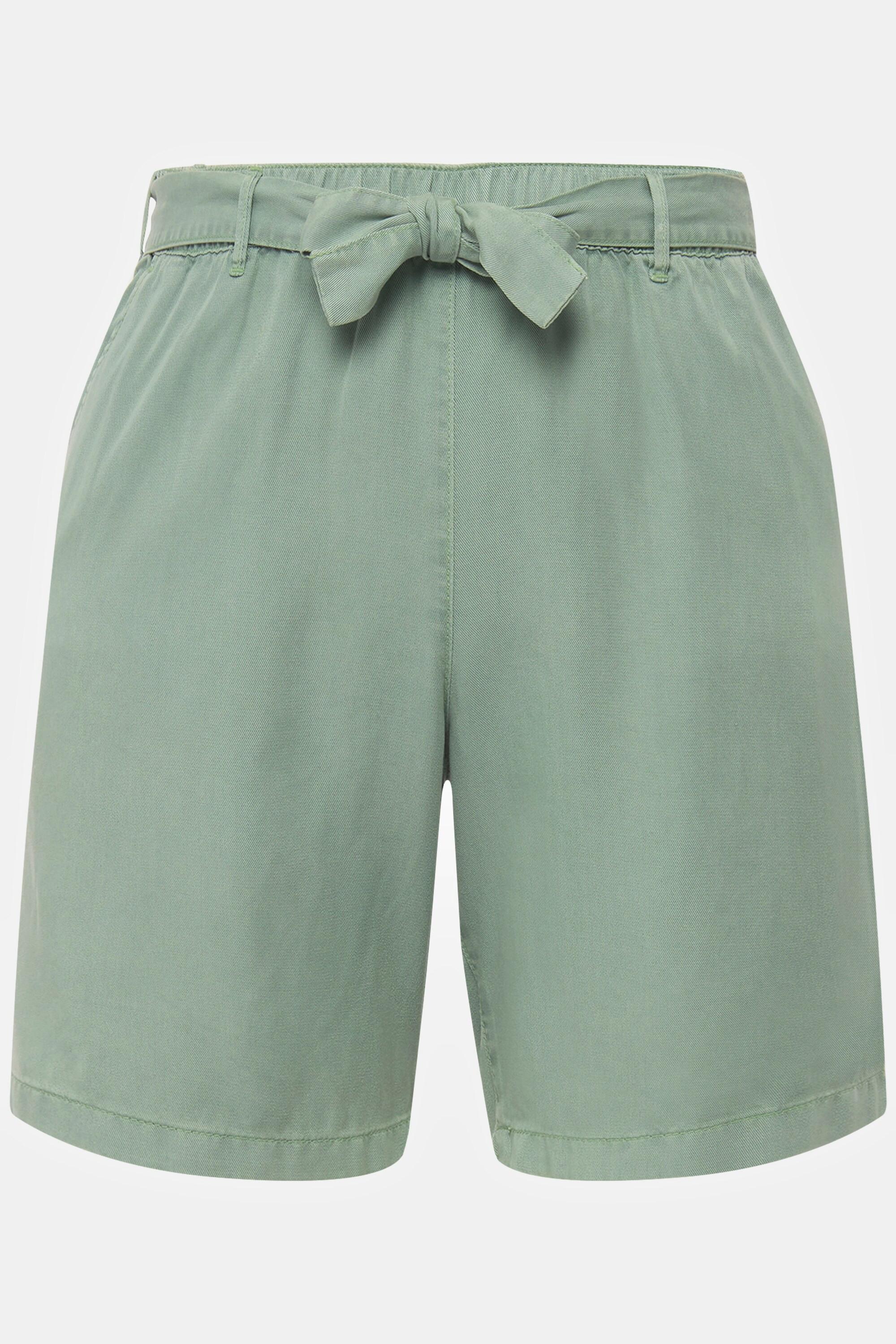 Ulla Popken  Lyocell-Shorts Rose, Jeansoptik, weites Bein, Elastikbund 