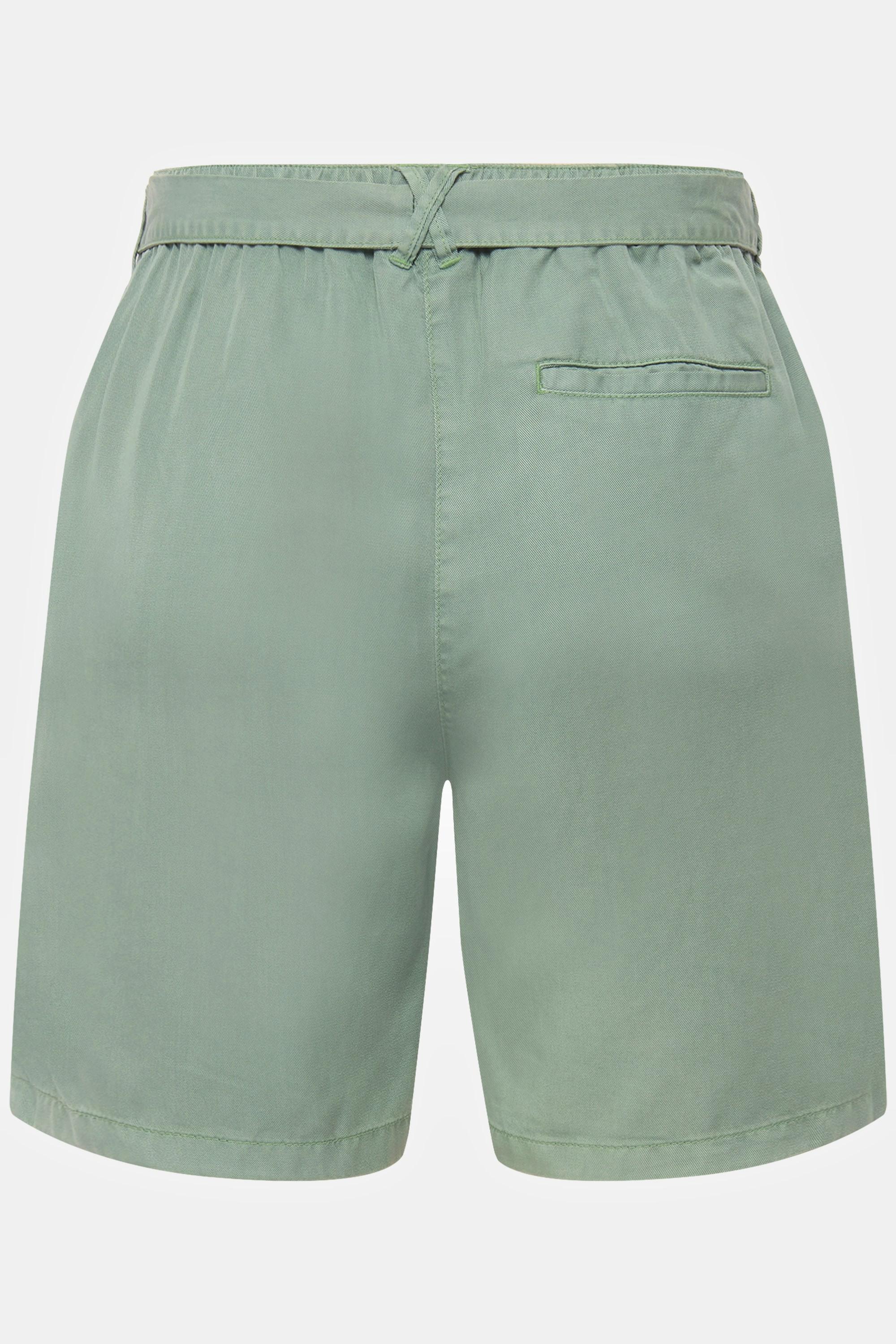 Ulla Popken  Lyocell-Shorts Rose, Jeansoptik, weites Bein, Elastikbund 