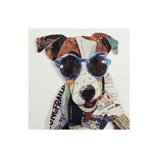 OZAIA Quadro collage cane effetto 3 D Multicolore Colore cornice Nero MAMBO  