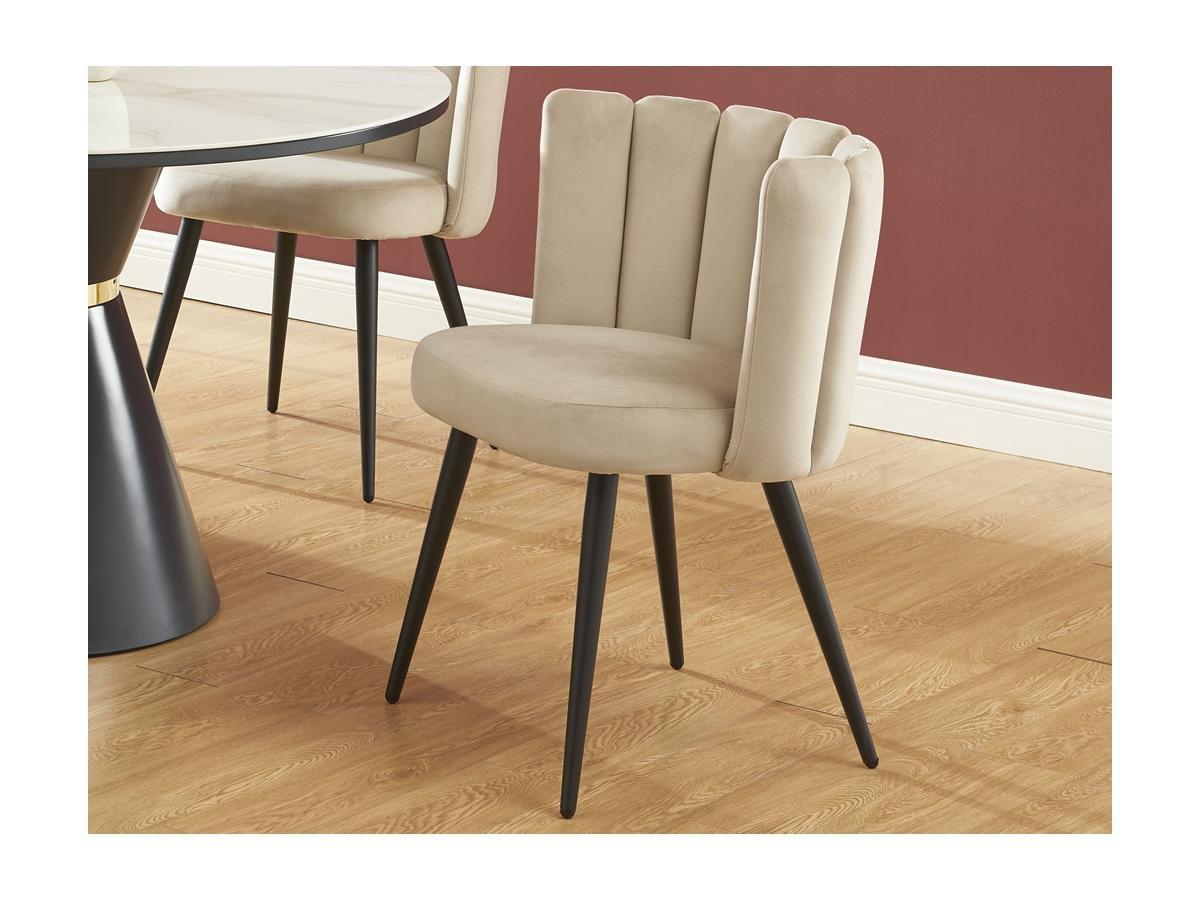 PASCAL MORABITO Lot de 6 chaises en velours et métal noir - Beige - PRANILA de Pascal MORABITO  