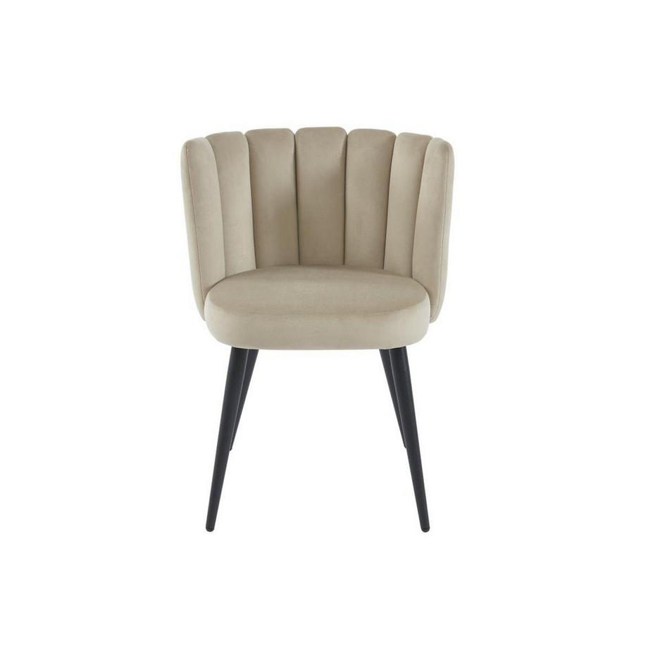 PASCAL MORABITO Lot de 6 chaises en velours et métal noir - Beige - PRANILA de Pascal MORABITO  