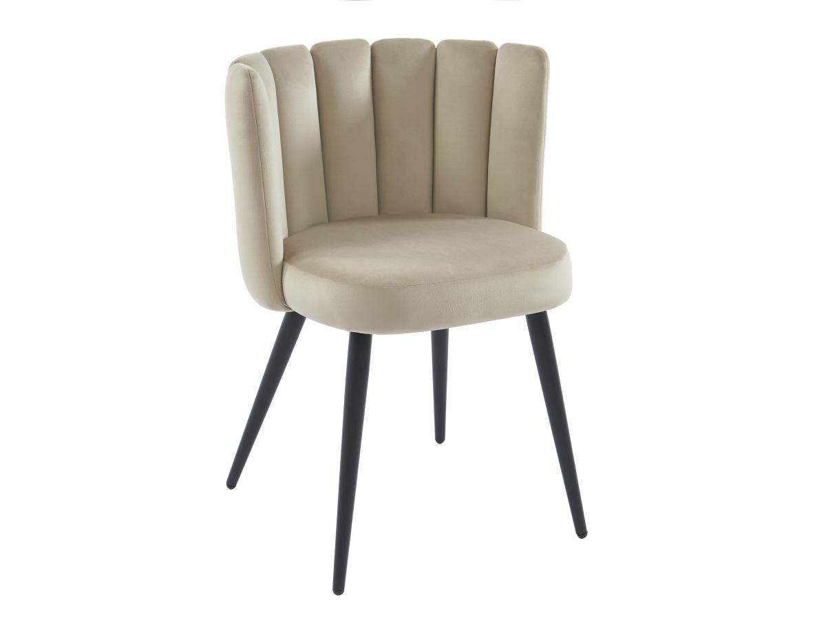PASCAL MORABITO Lot de 6 chaises en velours et métal noir - Beige - PRANILA de Pascal MORABITO  