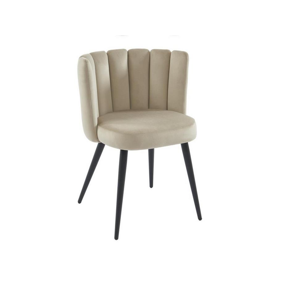 PASCAL MORABITO Lot de 6 chaises en velours et métal noir - Beige - PRANILA de Pascal MORABITO  