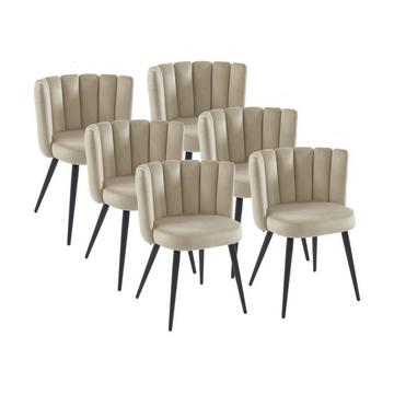 Lot de 6 chaises en velours et métal noir - Beige - PRANILA de Pascal MORABITO