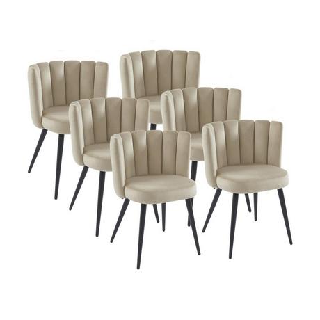 PASCAL MORABITO Lot de 6 chaises en velours et métal noir - Beige - PRANILA de Pascal MORABITO  